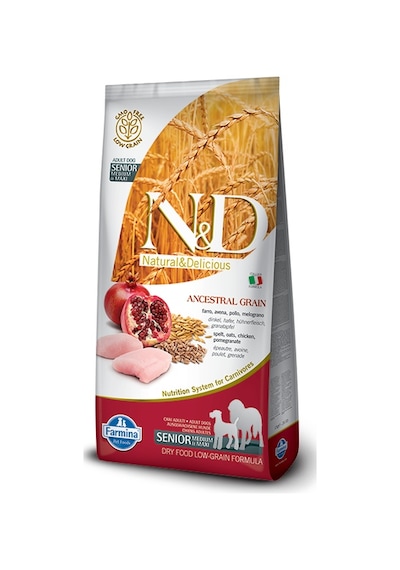 N&D Senior Tavuklu Narlı Düşük Tahıllı Orta ve Büyük Irk Yaşlı Köpek Maması 12 KG