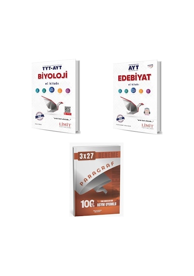 2027 Limit Ayt Biyoloji Tyt + Edebiyat El Kitabı + Anla Kazan Paragraf Deneme 3'lü Set