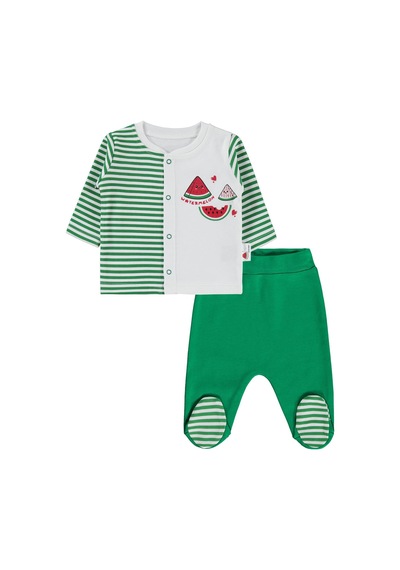 Nova Baby Karpuz Kokulu Önden Açık 1-6 Ay Pijama Takımı - Ekru