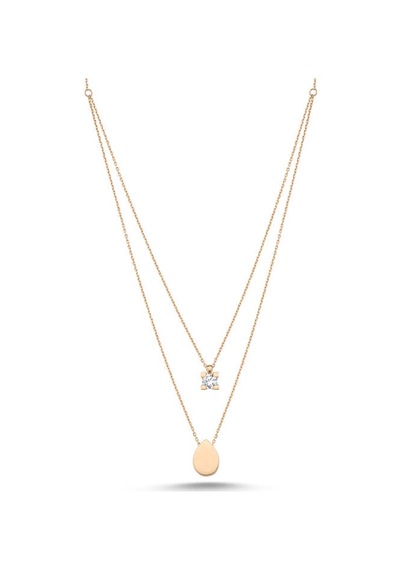 Altın Tektaş & Damla Kolye Swarovski Taşlı Klb-0388