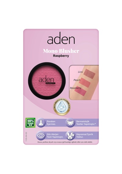 Aden Mono Blusher - Tekli Allık 03 Raspberry Ahududu 0