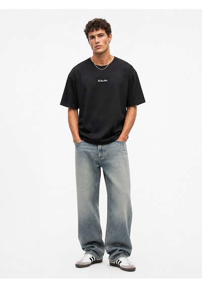 Respire Erkek Ffb Nakışlı Oversize T-shirt Siyah