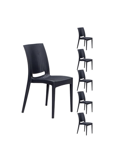 6 Adet Rattan Antrasit Sandalye/balkon-bahçe-teras Diğer