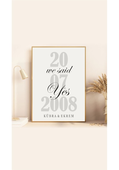 Aile Evlilik Yıl Dönümü Tablo Kartı A4 Ebatlarında Çerçeve Dahil