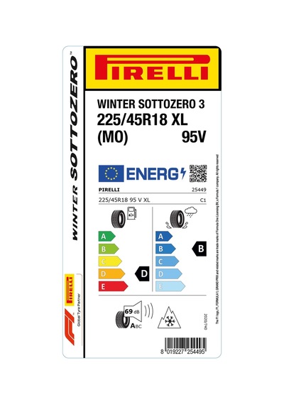 Pirelli 225/45R18 95V XL Winter Sottozero 3 Mo Kış Lastiği 2024