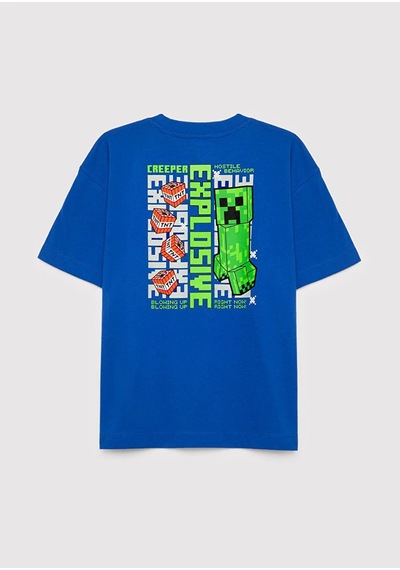 Mavi Minecraft Baskılı Saks Erkek Çocuk T-shirt M6610495-70896