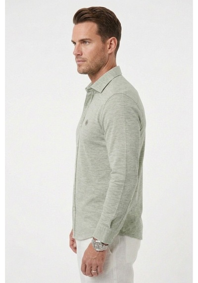 Rizzup Yeşil Slim Fit Çizgili %100 Pamuk Erkek Gömlek Nefes Alan Şık Günlük Gömlek 2602626