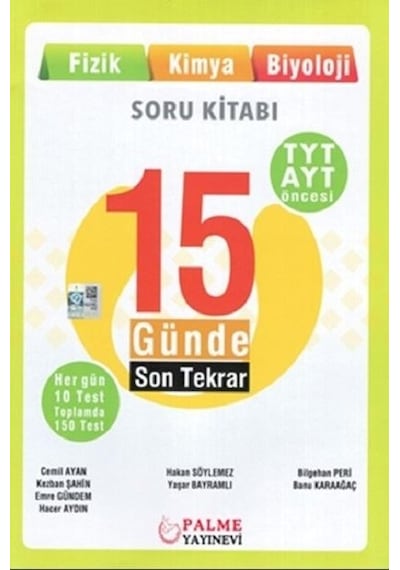 Palme Tyt Ayt Öncesi 15 Günde Son Tekrar Fizik-Kimya-Biyoloji -  Palme Eğitim
