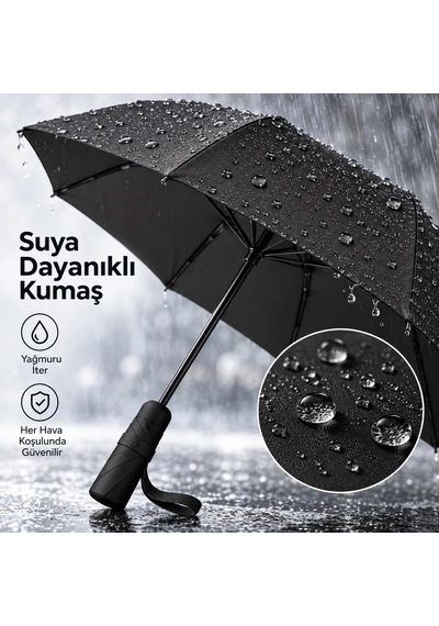Sena Ticaret Mini Kapsül Şemsiye - Uv Korumalı Portatif Katlanır Siyah