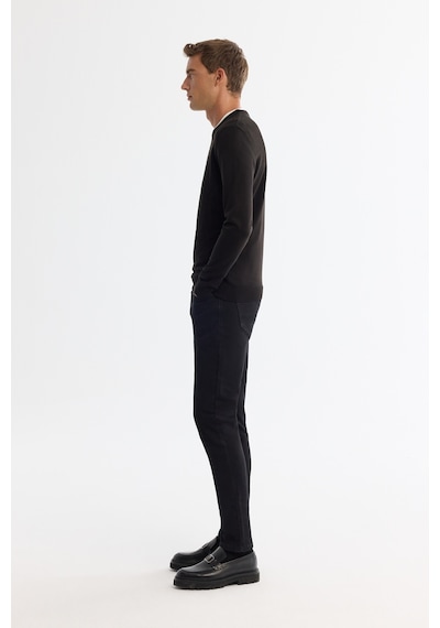 Avva Erkek Siyah Bisiklet Yaka Dokulu Regular Fit Triko Kazak E005110