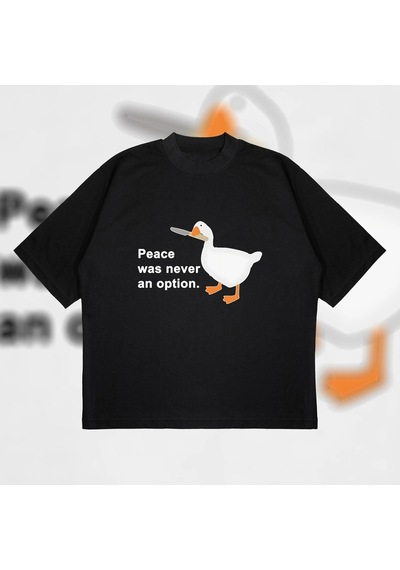 Startmore Peace Was Never An Option Boxy Fit Oversize Unisex Tshirt Kalın Kumaşlı Baskılı Siyah