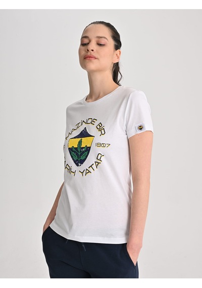Fenerium Kadın Trıbun Est. 1907 Tshırt BEYAZ