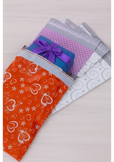 Parlak Metalize Hediye Poşeti Ağzı Bantlı Renkli Desen Paketleme Poşeti 25x35 Cm 100 Adet