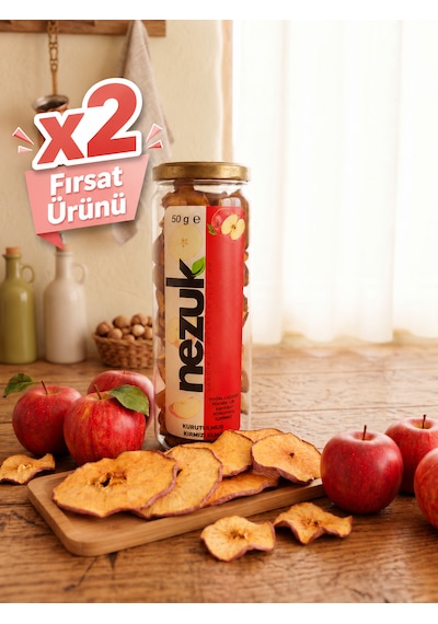 Nezuk Güneş Enerjisi İle Kurutulmuş Doğal Kırmızı Elma-pet 100 G