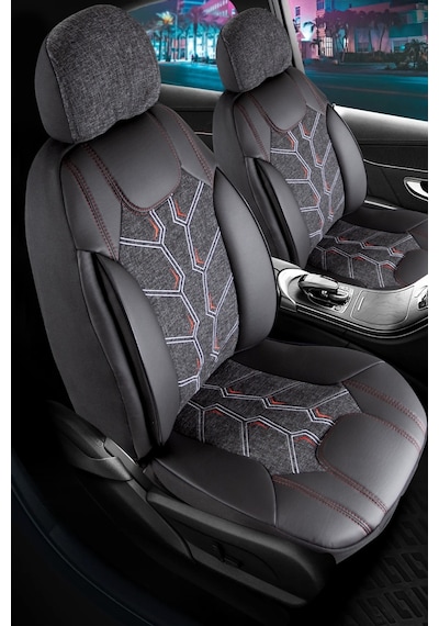 Volvo S90 Keten Oto Koltuk Kılıfı Ön Arka Set Karaca Siyah Scr