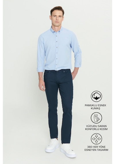 AC&Co / Altınyıldız Classics 360 Derece Her Yöne Esneyen Slim Fit Dar Kesim Diyagonal Desenli Erkek Pantolon Lacivert Çok Renkli AC&Co / Altınyıldız Classics 360 Derece Her Yöne Esneyen Slim Fit Dar Kesim Diyagonal Desenli Erkek Pantolon Lacivert Çok Renkli