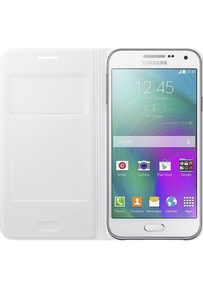 Galaxy E5 İle Uyumlu Flip Wallet Kılıf Beyaz Ef-we500bwegww