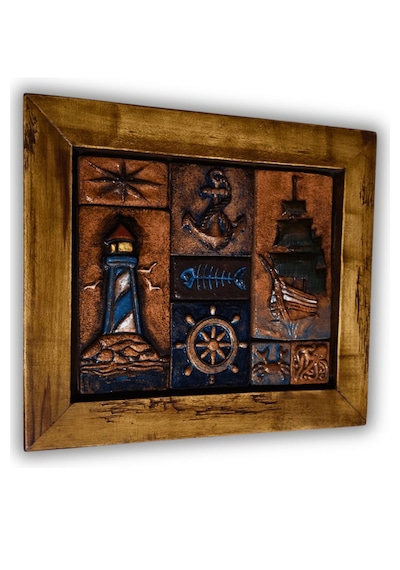 Akdeniz Marin Konsept El Yapımı Seramik Ahşap Duvar Panosu - Yazlık Ve Sahil Evi Dekoru 26x30 Cm Çerçeveli Akdeniz Marin Konsept El Yapımı Seramik Ahşap Duvar Panosu - Yazlık Ve Sahil Evi Dekoru 26x30 Cm Çerçeveli