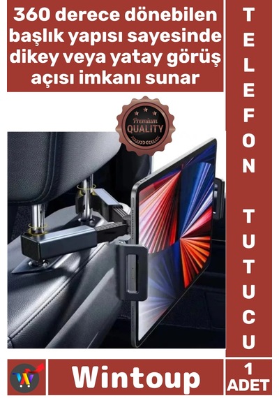 Telefontutucu Araç İçi 360 Derece Döner Ergonomik Koltuk Arkası Ayarlanabilir Tablet Telefon Tutucu