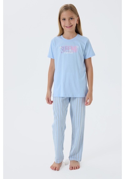 Arnetta Kız Çocuk Mavi Pijama Takım Mavi