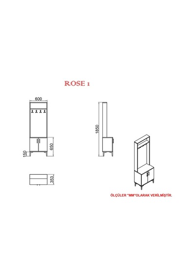 Kalenderdekor1 Kalender Dekor Rose-1 Rs02 Portmanto Vestiyer Ayakkabılık