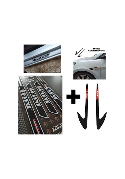 Fiat / Tofaş Uyumlu Doğan Kapı Eşiği + Logolu Çamurluk Venti Set