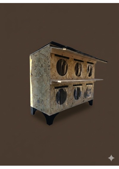 6 Girişli Çoklu Kedi Evi Kedi Yuvası 90x36x70 Cm Dayanıklı Osb Ayaklı Barınak Sokak Kedisi Evi