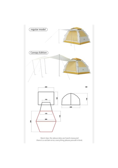 Naturehike Ango Es60 Gölgelikli Otomatik Kurulum Kamp Çadırı Thorn Yellow