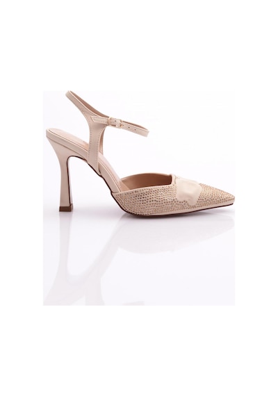 Dgn 7415 Kadın Abiye Ayakkabi Bej Velvet