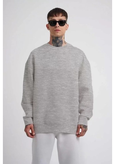 Veraura Lifestyle Unisex Biskilet Yaka Üç İplik Sweatshirt - Gri