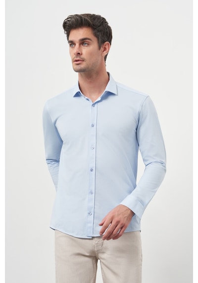 Morven Erkek A. Mavi Trend Slim Fit İtalyan Yaka Gömlek 25ms004005311 A. Mavi A. Mavi