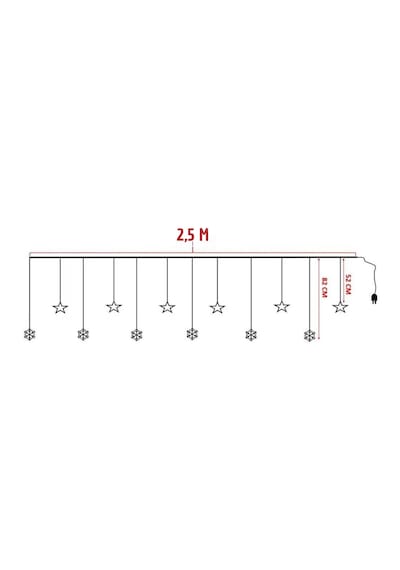 Kar Tanesi Ve Yıldız Led Perde Işık - 8 Fonksiyonlu Günışığı Dekoratif Aydınlatma Eklemeli Fişli Gün Işığı