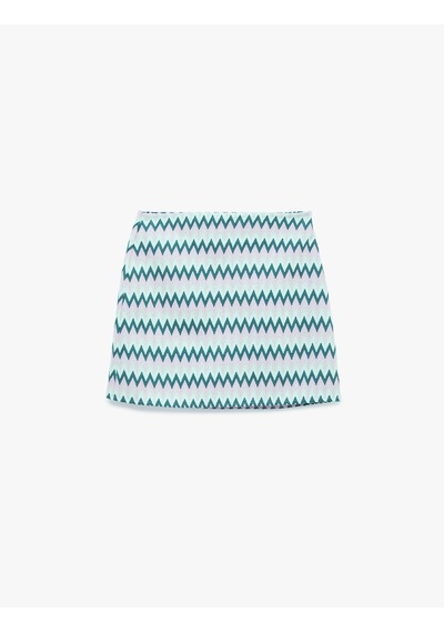 Koton Koton X Sibil Çetinkaya - Geometrik Desenli A Kesim Mini Etek Lila Desenli 6sak10106uk