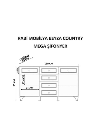 Rabi Mobilya Beyza Country Çok Amaçlı Mega Şifonyer