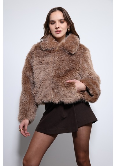 Antioch Peluş Görünümlü Mont Vizon