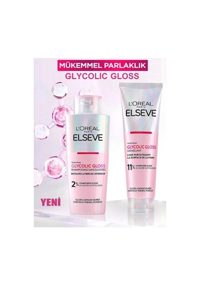 Elseve Glycolic Gloss Mükemmel Parlaklık Saç Bakım Seti PKT.ELSEVE.014