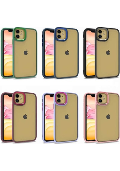 Apple Uyumlu iPhone 11 Kapak Metal Kamera Korumalı Arkası Şeffaf Silikon Kılıf - Lila