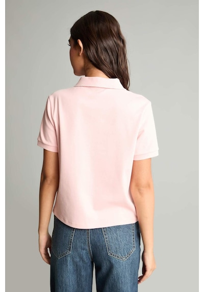 Defacto Regular Fıt Polo Yaka Nakış Baskı Slogan Desenli Ribana Kısa Kollu Tişört I4226ax26aupn637 Pembe-pn637