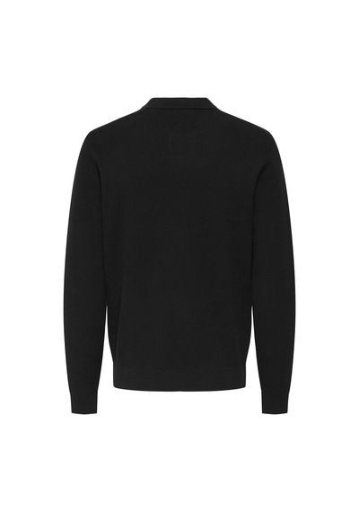 Only & Sons Onsphıl Reg 12 Struc Splıt Neck Knıt Erkek Black Kazak - 22035120 Siyah