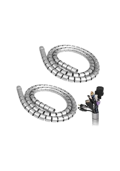 16 Mm Gri Spiral Kablo Toplayıcı, 1 Metre, 2 Adet Set