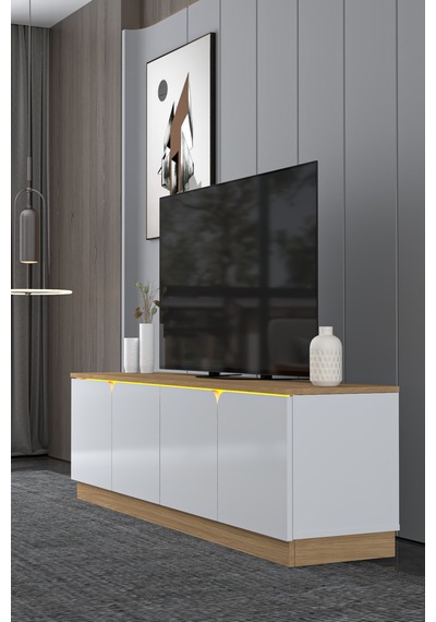 Bohem 180 Cm Ledli Tv Ünitesi Ceviz - Beyaz