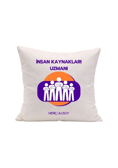 İnsan Kaynakları Uzmanına Özel İsim Yazılı Mesleki Dekoratif Yastık Kılıfı Çok Renkli