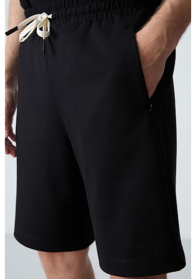 Air Jones Tommy Life Siyah Pamuklu Kalın Yumuşak Dokulu Standart Fit Basic Erkek Şort - 81276 Siyah