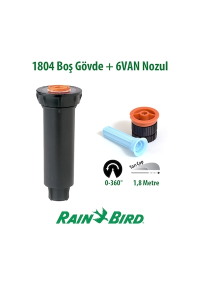 Rain Bird 6van Sprey Nozulu 1,8 Mt. Ve 1804 Profesyonel Sprey Gövde Seti
