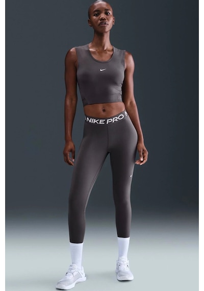 Nike Pro 365 Dri Fit Training Legging Tight Fit Thunder Grey White Kadın File Panelli Spor Tayt Füme