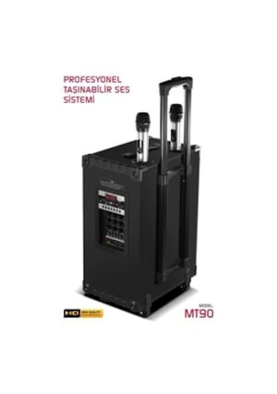 Powerway Mt90 Şarjlı Çift Mikrofonlu Hoparlör Karaoke Sistemi Taşınabilir Amfi Bluetooth Hoparlör