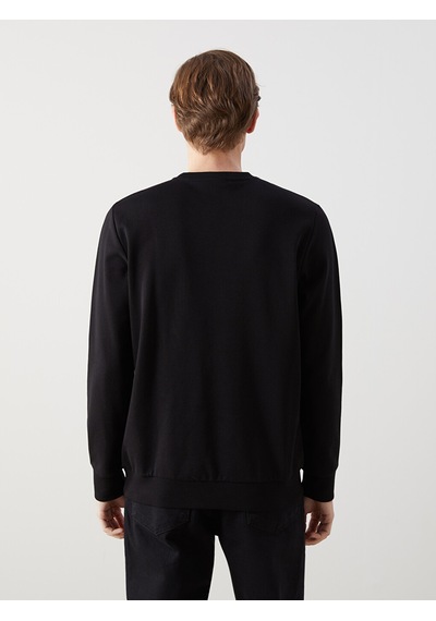 Lcwaıkıkı Classic Siyah Bisiklet Yaka Uzun Kollu Baskılı Erkek Sweatshirt