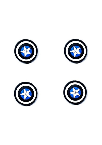 Desenli Sony Ps5/ps4/ps3 Analog Koruyucu Silikon Pad-kaptan Amerika Siyah