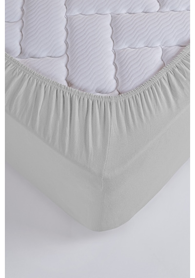 Penye-likralı Lastikli Çarşaf, 120 200 Tek Kişilik %100 Pamuk-elastan Örme Kumaş, 200 Gr/m² Açık Gri