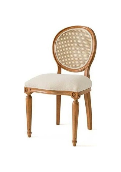 Madalyon Hazeranlı Ahşap Sandalye Natural - Krem